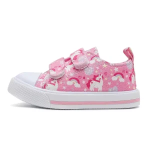 Toddler Boys & Girls Shoes Kids Canvas Sneakers with Cartoon Dual Hook and Loops