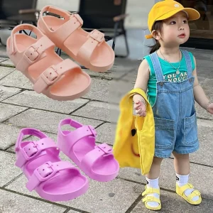 Toddler Boys and Girls Adjustable Open Toe Beach Sandals Mixed Colors Buckle Comfort Shoes (1-5Y)