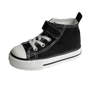 Toddler Boys and Girls Sneakers Low Top Adjustable Strap Canvas Shoes for Kids
