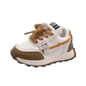 Toddler Children Running Fashion Flat Shoes Casual Drawstring Design Sporty Chunky Sneakers for Kids Shoes Box PU Polyester