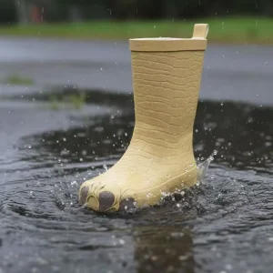 Toddler Cute Custom Paw Printed Gumboots 100% Waterproof Natural Rubber Girls Rain Boots for Children