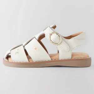 Toddler Genuine Leather Fisherman Sandals With Floral Embroidery Beige Lightweight Anti Slip Comfortable Spring Summer