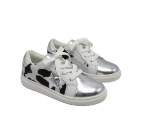 Toddler Girl Black Cow Sneakers Kids Hair on Star Breathable Custom Casual Shoes