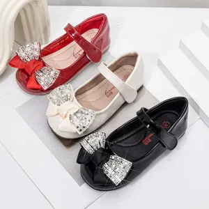 Toddler Girl Dress Shoes Little Girls Wedding Party Casual Rubber Sole Soft Walking Bow Princess School Uniform Shoes