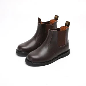 Toddler Girls Boys Combat Ankle Boots Kids Slip On Brown Leather Chelsea Fall Booties Outdoor Comfort Shoes