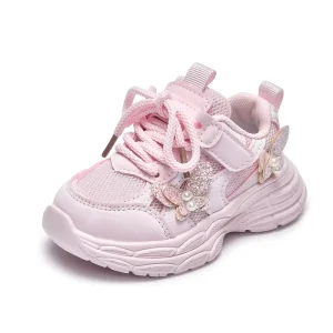 Toddler Girls Chunky Sneakers Spring Autumn Breathable Mesh Running Shoes for Little Kids Cute Princess Style Walking Sneakers