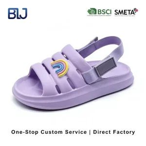 Toddler Girls EVA Outdoor Slippers Elastic Band Closure Waterproof Non Slip Breathable Lightweight Rainbow Pattern