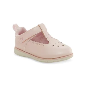 Toddler Girls Pink Mary Jane School Shoes Breathable Cutout Adjustable Hook Loop Closure Non slip Soft Sole Lightweight Casual