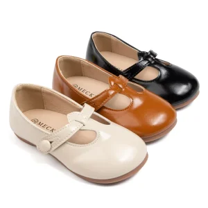Toddler Girl’s T Strap Mary Jane Kid PU Leather PVC Sole Flats for Children Girl Footwear Dress Shoes Girl Shoe