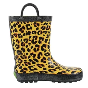Toddler Kids Waterproof Rubber Rain Boots with Easy Handle for Children Outdoor Footwear Rain Boots