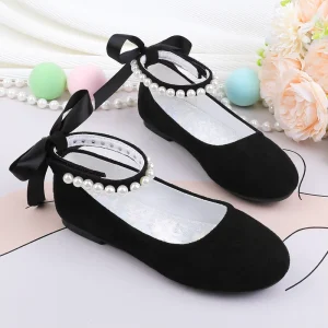 Toddler Little Girl Ankle Bow Black Mary Jane Dress Shoes for Ballet dance School Girls Shoes Perfect for Matching Dresses