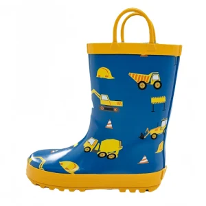 Toddler Rain Boots Waterproof Rubber Kids Rain Boots for Girls and Boys with Fun Patterns and Easy-On Handles