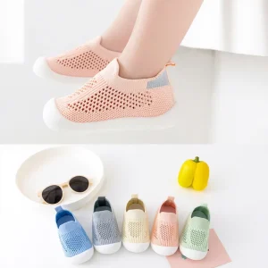 Toddler Shoes Baby First Walking Trainers Kids Tennis Shoes Boys Girls Mesh Sock Sneakers Knitted Elastic Anti-Slippery Flat