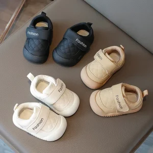 Toddler Shoes Unisex New Autumn Style 0 1 Year Olds Breathable Anti Slip Hook Loop Closure Microfiber Leather Upper Boy