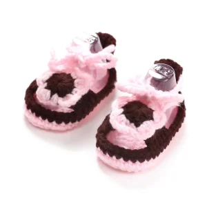 Toddler Slippers Mary Jane Hand Knitting Crochet Shoes Soft Cozy Sock Slippers Newborn First Indoor Walking Shoes for Baby Girls