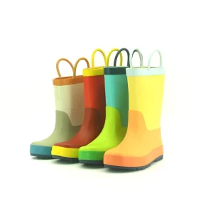 Toddler Waterproof Solid Rubber Rain Boots for Kids Rain Boots Children Comfortable Footwear With Handle