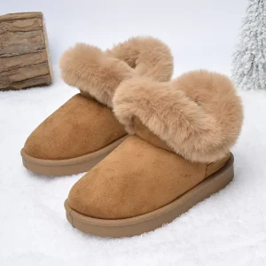 Toddler Winter Warm Fleece Ankle Boots Anti Slip Indoor Outdoor Snow Shoes Customizable Solid Kids Booties