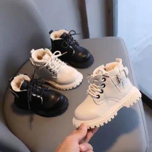 Toddlers Kids Boots Autumn Winter Warm Thick Cotton Boys Girls Snow Boots Little Children Leather Cotton Boots Fashion