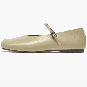 Top-grain Leather Women Flats Narrow Fit Mary Jane Ballerina Party School Office Dress Shoes