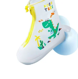 Transparent PVC Kids Waterproof Shoes Cover Cute Cartoon Animal Kids Rain Boots Cover With Non Slip Shoe Sole