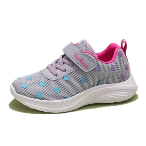 Trendy Kids Sneaker Cute Girls Casual Shoes Breathable Mesh Love Offset Printing Children Sport Shoes
