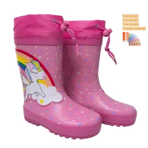 Unicorn Gumboots Colorful Children Rain Boots Woven Topline Waterproof Boots for Girls