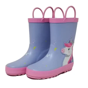 Unicorn Printed Rubber Rain Boots for Children Color Lining Design