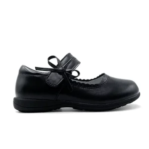 Uniform Type Black Leather School Children Shoes Bales Wedding Shoes for Baby Girls Bow Knot Design Kids Dress Shoes
