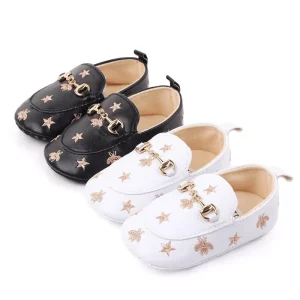 Unique Design Children Shoes for Boys and Girls Loafers Star Pattern Durable Pu Leather