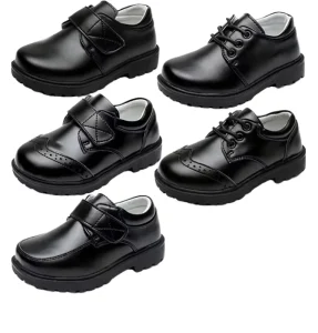 Unisex Baby Soft Sole Leather Shoes Black English Wind Student Style for 2 4 Years for Spring Autumn Summer Winter