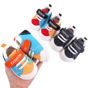 Unisex Boys Girls Casual Canvas Shoes with Rubber Sole Light Soft Breathable Cotton Insole Slip-On Boat Style for Autumn Walking
