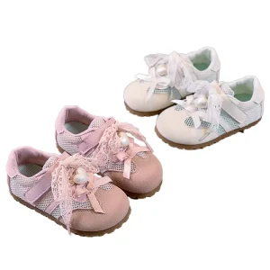 Unisex Breathable Lightweight Mesh Flats for Kids 3-6 Years Boys Girls Casual Shoes Heart Lace Non-Slip Resistant Summer Winter