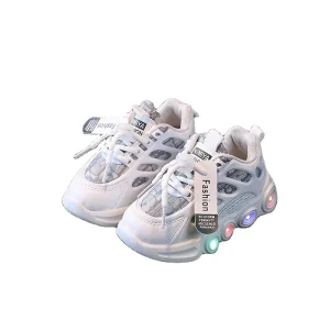 Unisex Breathable Luminous Net Sports Shoes for Baby Kids Trendy PVC Insole Non Slip Wear Resistant Summer Walking Winter Spring