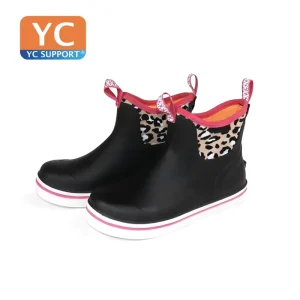 Unisex-Child Ankle Rain Boots Kids Deck Boot Waterproof Lightweight Rubber Mud Booties for Boys Girls