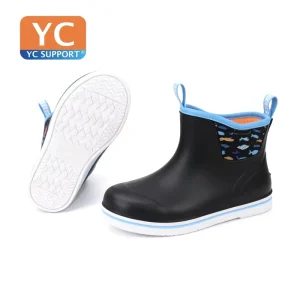 Unisex Child Ankle Rain Boots Kids Deck Boot Waterproof Lightweight Rubber Mud Booties for Boys Girls