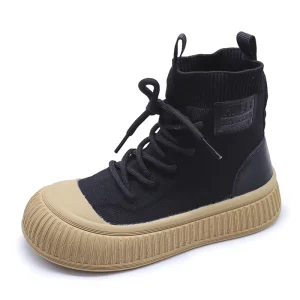 Unisex Child High Top Lace up Zipper Ankle Short Boots Toddler Kids Canvas Sports Sneakers Boys Girls Casual Walking Shoes