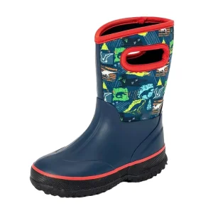 Unisex Child Waterproof Hard Wearing Rubber Neoprene Ankle Bootie Winter Rain Boot for Kids Thermal for Spring Summer Autumn