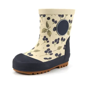 Unisex Child Waterproof Printed Kids Rain Boots with Soft Warm Liner Fleeced Kids Winter Rain Boots