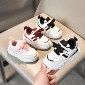 Unisex Children’s Running Shoes Autumn New White Casual Breathable Soft Sole Mesh Upper Rubber Outsole Slip On Closure