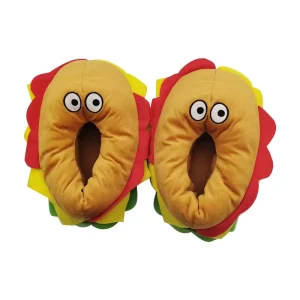 Unisex Comfortable Super Soft Winter Slippers for Adults Kids Lightweight Closed Toe Cute Hamburger Pattern Anti-Slippery