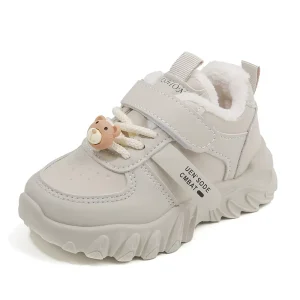 Unisex Cotton Casual Winter Sports Shoes Warm Fleece Lining Thickened Dad Shoes Baby Kids Parents Flat TPR Insole