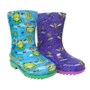Unisex Frog PVC Gumboots Blue Fish Cartoon Rain Boots Waterproof for Kids