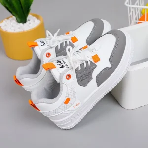 Unisex Kids Board Shoes Fashion Children’s Sneakers PU Leather Non-Slip Sports School Shoes