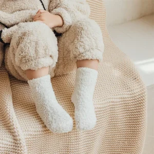 Unisex Kids Non Slip Fluffy Socks with Coral Fleece Thick Warm Slipper Sleeping Plush Baby Socks Anti Slip for Winter
