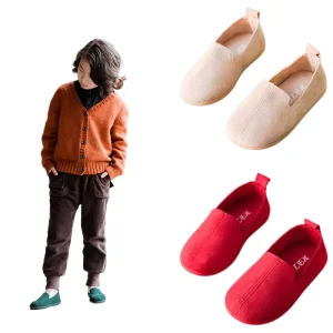 Unisex Kids Shoes for Boys Girls Slip on Loafers Children Casual Sneakers Solid Color Soft Toddlers Flats Moccasins 4