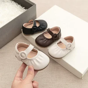 Unisex Kids’ Soft Sole Princess Toddler Shoes Comfortable All-Season Leather Simple Spring Design Baby Girls 10-48 Month