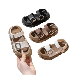 Unisex Kids’ Summer Sandals PVC Upper & Outsole Non slip Velcro Closure Outdoor Beach Shoes for Toddler & Big Kids