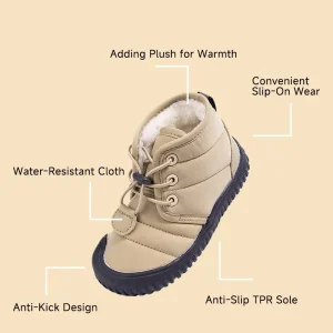 Unisex Kids Winter Solid Outdoor Anti-slip Water Repellent Warm Boots Slip-on Plush Lining EVA Midsole