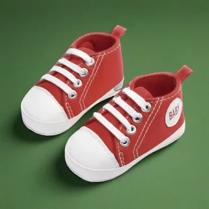 Unisex Lace up Casual Girls Canvas Pre Walker Baby Shoes