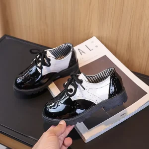 Unisex PU Leather Lace Up Children’s Classic Platform School Kids Shoes Comfortable Oxford Loafers